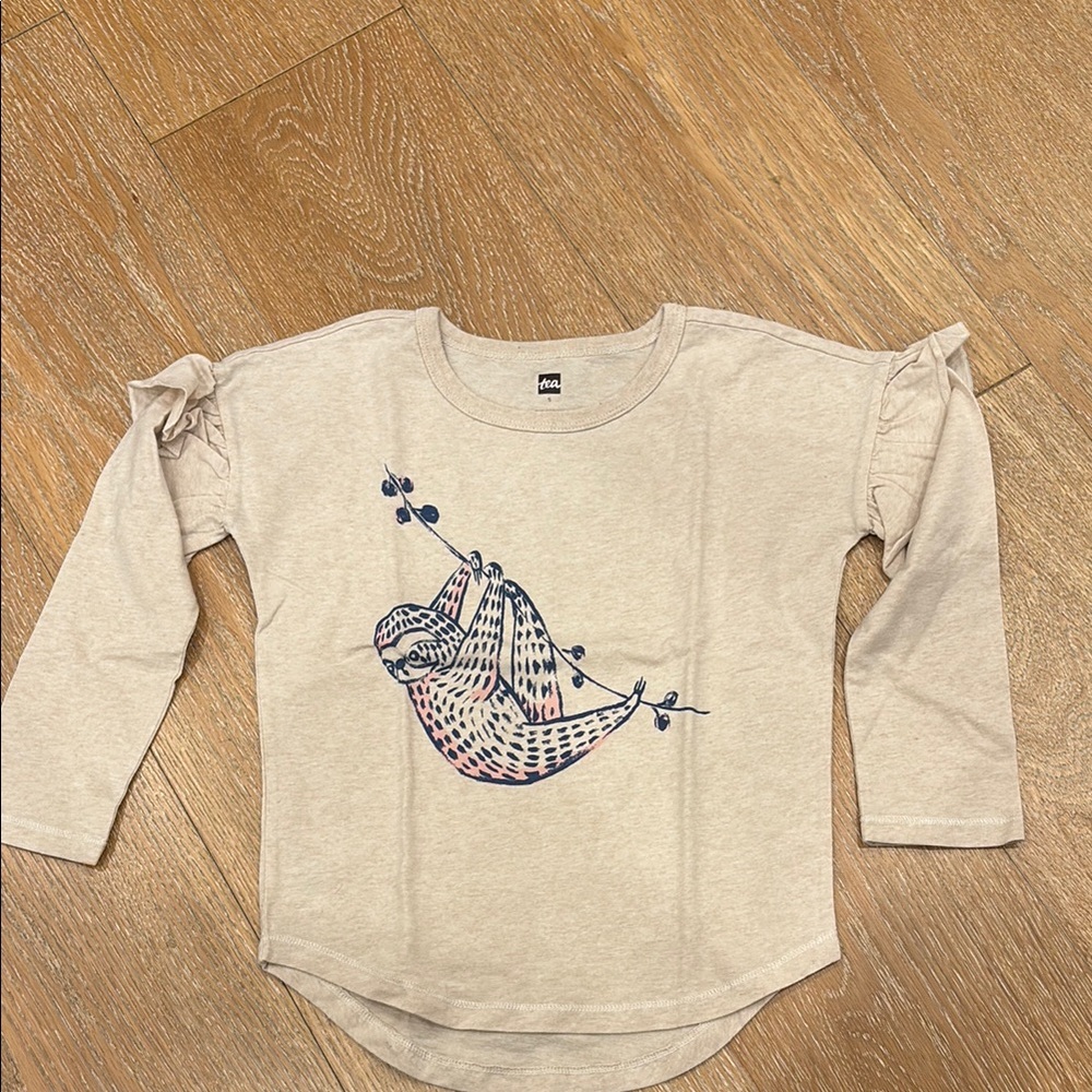 Kids Beige Sloth Print Top